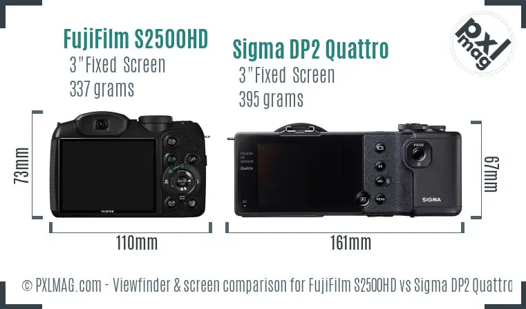FujiFilm S2500HD vs Sigma DP2 Quattro Screen and Viewfinder comparison FujiFilm S2500HD vs Sigma DP2 Quattro Screen and Viewfinder comparison