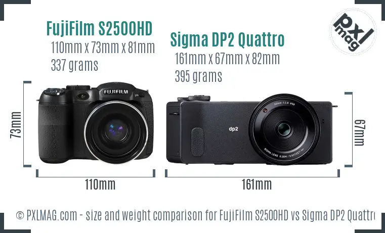 FujiFilm S2500HD vs Sigma DP2 Quattro size comparison FujiFilm S2500HD vs Sigma DP2 Quattro size comparison