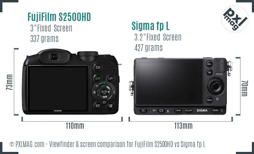 FujiFilm S2500HD vs Sigma fp L Screen and Viewfinder comparison FujiFilm S2500HD vs Sigma fp L Screen and Viewfinder comparison