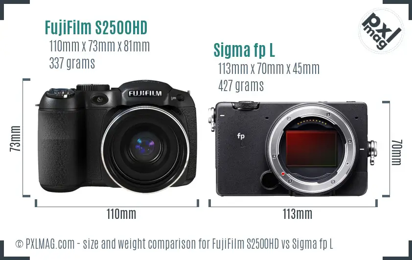 FujiFilm S2500HD vs Sigma fp L size comparison FujiFilm S2500HD vs Sigma fp L size comparison