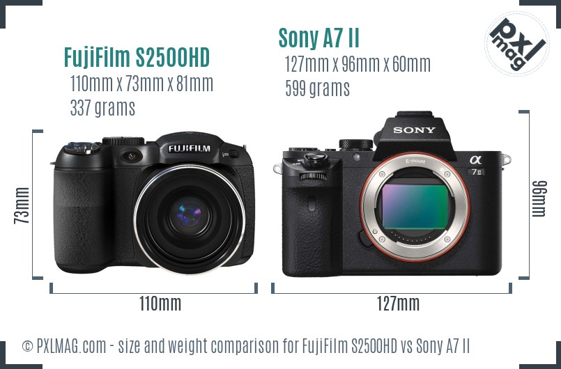 FujiFilm S2500HD vs Sony A7 II size comparison FujiFilm S2500HD vs Sony A7 II size comparison
