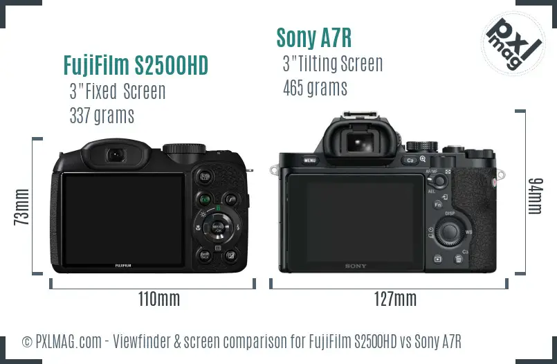 FujiFilm S2500HD vs Sony A7R Screen and Viewfinder comparison FujiFilm S2500HD vs Sony A7R Screen and Viewfinder comparison