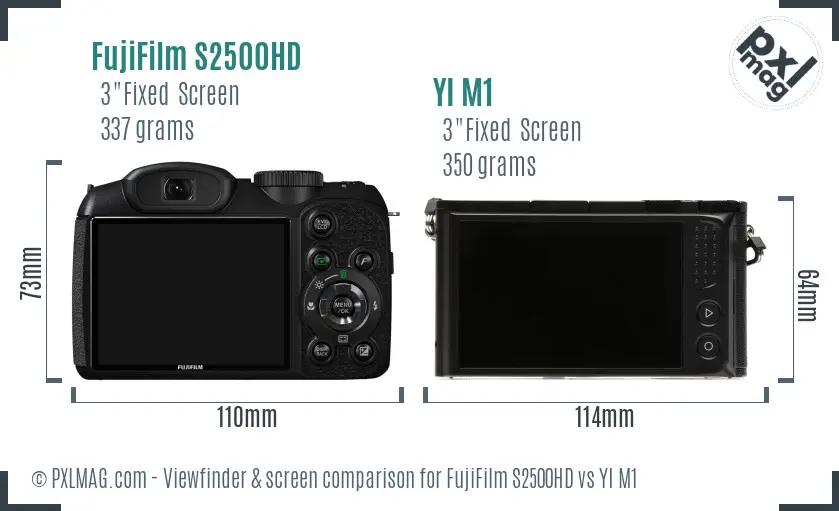 FujiFilm S2500HD vs YI M1 Screen and Viewfinder comparison