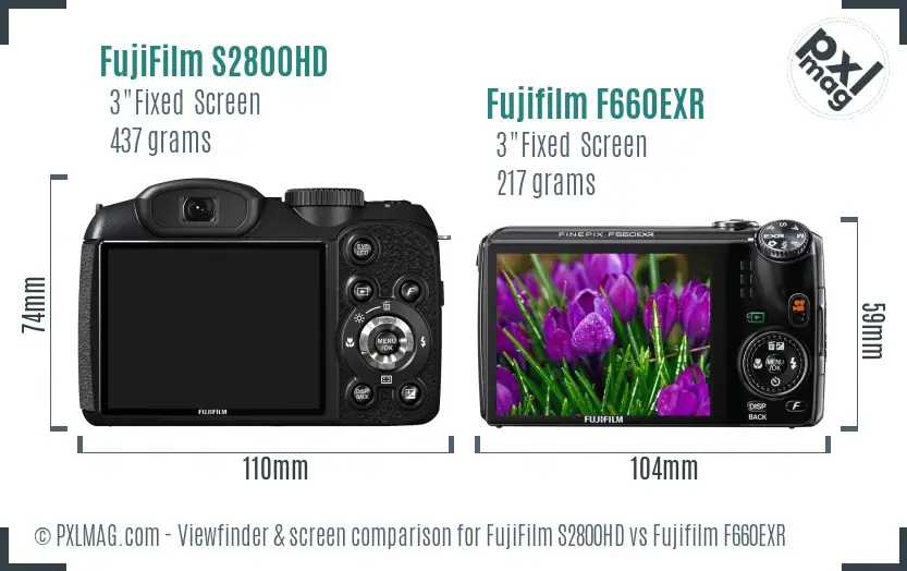 FujiFilm S2800HD vs Fujifilm F660EXR Screen and Viewfinder comparison FujiFilm S2800HD vs Fujifilm F660EXR Screen and Viewfinder comparison