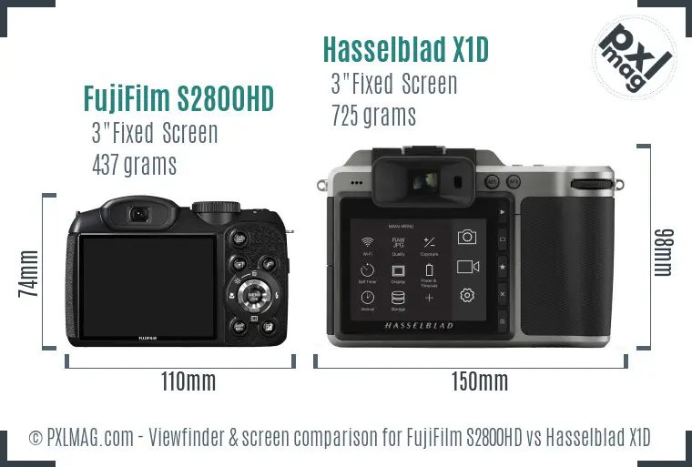 FujiFilm S2800HD vs Hasselblad X1D Screen and Viewfinder comparison