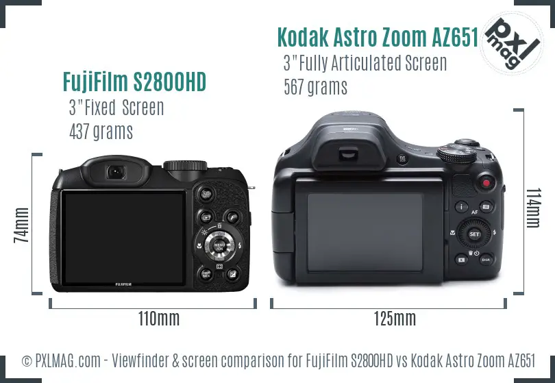FujiFilm S2800HD vs Kodak Astro Zoom AZ651 Screen and Viewfinder comparison FujiFilm S2800HD vs Kodak Astro Zoom AZ651 Screen and Viewfinder comparison