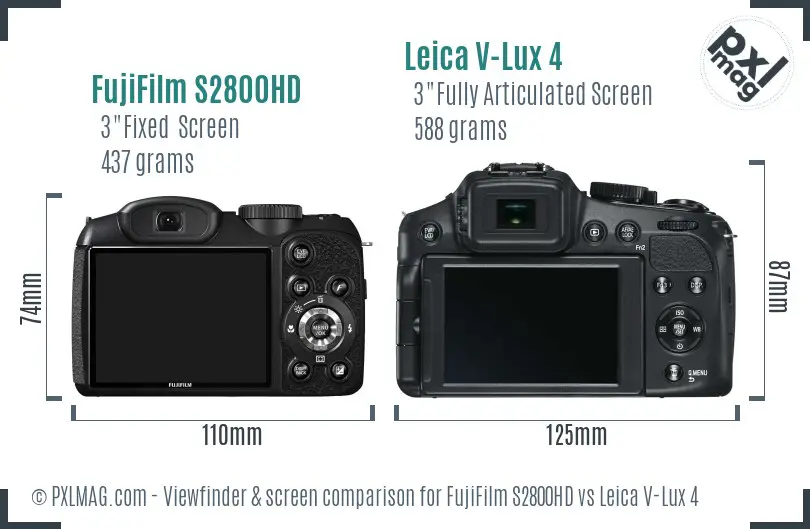 FujiFilm S2800HD vs Leica V-Lux 4 Screen and Viewfinder comparison