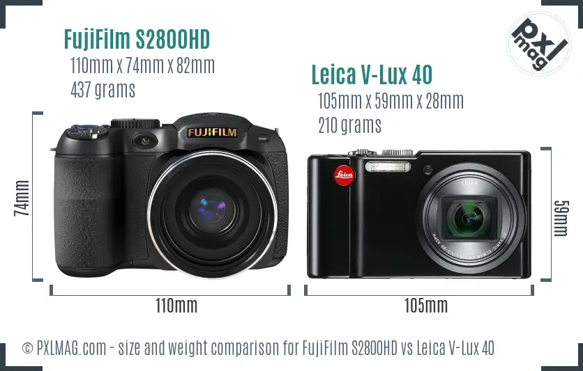 FujiFilm S2800HD vs Leica V-Lux 40 size comparison FujiFilm S2800HD vs Leica V-Lux 40 size comparison