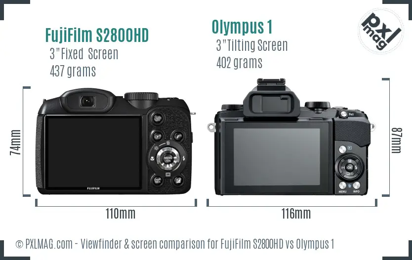 FujiFilm S2800HD vs Olympus 1 Screen and Viewfinder comparison FujiFilm S2800HD vs Olympus 1 Screen and Viewfinder comparison