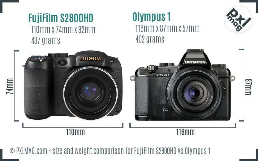 FujiFilm S2800HD vs Olympus 1 size comparison FujiFilm S2800HD vs Olympus 1 size comparison