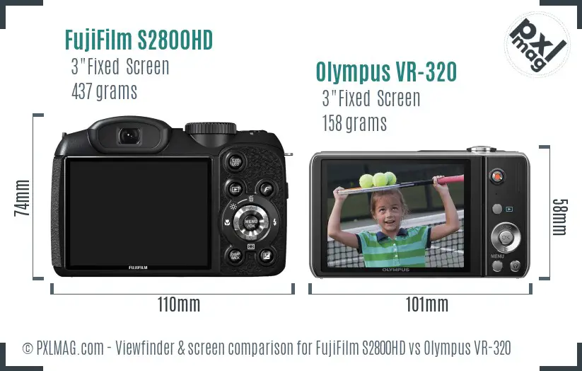 FujiFilm S2800HD vs Olympus VR-320 Screen and Viewfinder comparison FujiFilm S2800HD vs Olympus VR-320 Screen and Viewfinder comparison