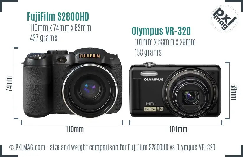 FujiFilm S2800HD vs Olympus VR-320 size comparison FujiFilm S2800HD vs Olympus VR-320 size comparison