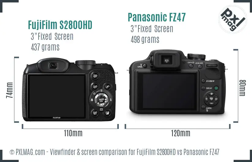 FujiFilm S2800HD vs Panasonic FZ47 Screen and Viewfinder comparison FujiFilm S2800HD vs Panasonic FZ47 Screen and Viewfinder comparison