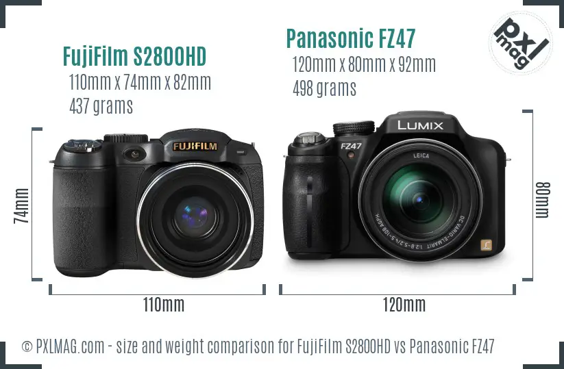 FujiFilm S2800HD vs Panasonic FZ47 size comparison FujiFilm S2800HD vs Panasonic FZ47 size comparison