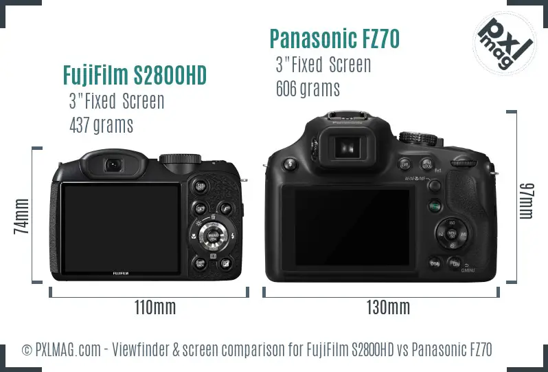 FujiFilm S2800HD vs Panasonic FZ70 Screen and Viewfinder comparison FujiFilm S2800HD vs Panasonic FZ70 Screen and Viewfinder comparison