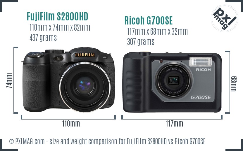 FujiFilm S2800HD vs Ricoh G700SE size comparison FujiFilm S2800HD vs Ricoh G700SE size comparison