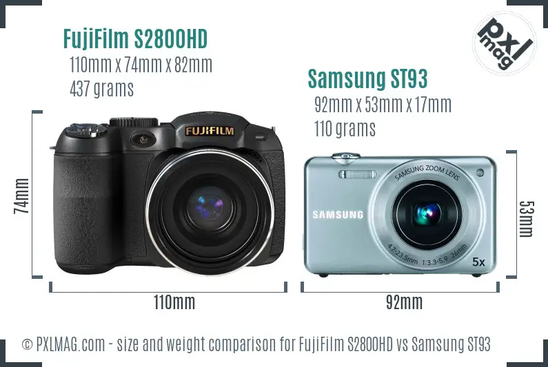 FujiFilm S2800HD vs Samsung ST93 size comparison FujiFilm S2800HD vs Samsung ST93 size comparison