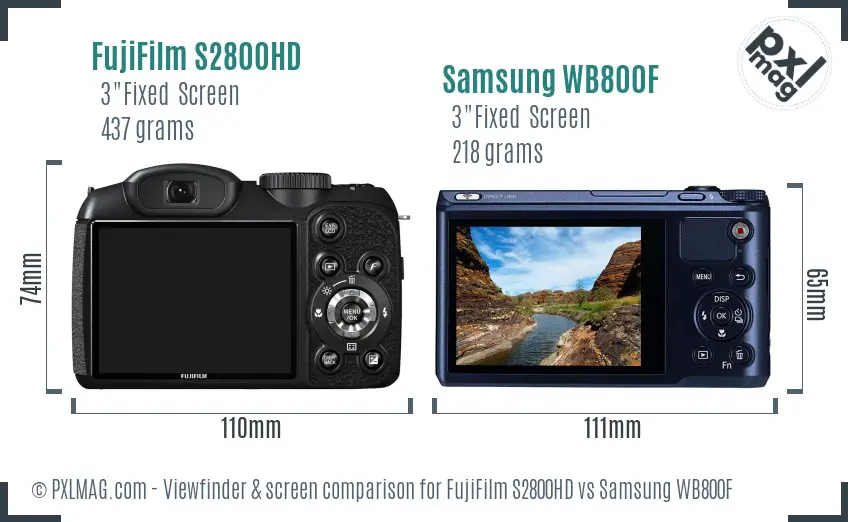 FujiFilm S2800HD vs Samsung WB800F Screen and Viewfinder comparison FujiFilm S2800HD vs Samsung WB800F Screen and Viewfinder comparison