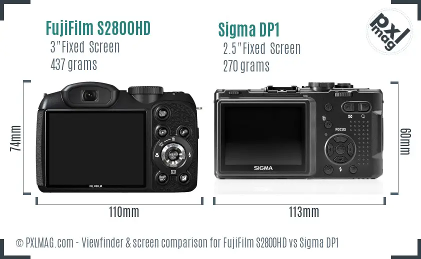 FujiFilm S2800HD vs Sigma DP1 Screen and Viewfinder comparison FujiFilm S2800HD vs Sigma DP1 Screen and Viewfinder comparison