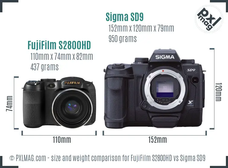 FujiFilm S2800HD vs Sigma SD9 size comparison FujiFilm S2800HD vs Sigma SD9 size comparison