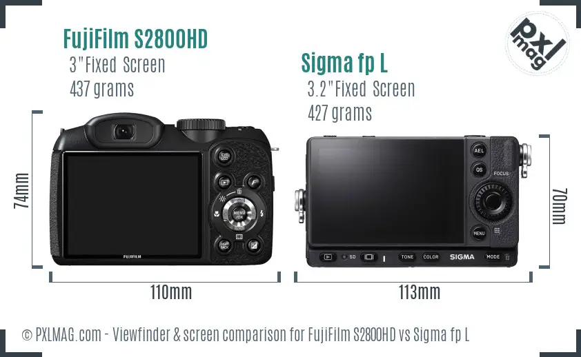 FujiFilm S2800HD vs Sigma fp L Screen and Viewfinder comparison FujiFilm S2800HD vs Sigma fp L Screen and Viewfinder comparison
