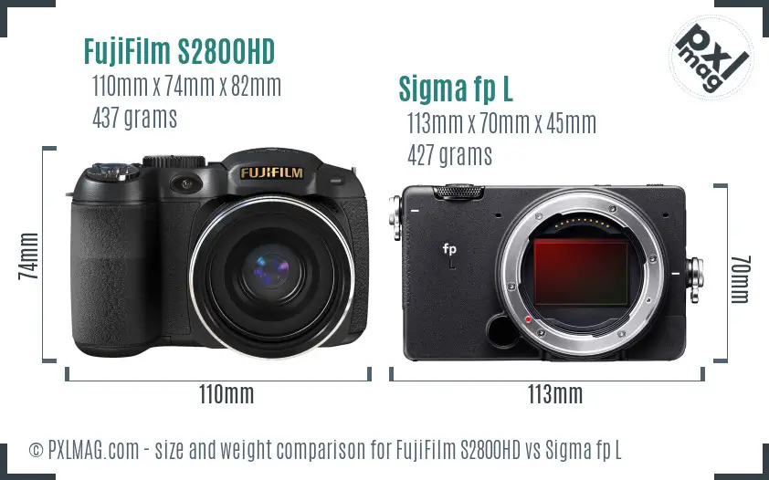 FujiFilm S2800HD vs Sigma fp L size comparison FujiFilm S2800HD vs Sigma fp L size comparison