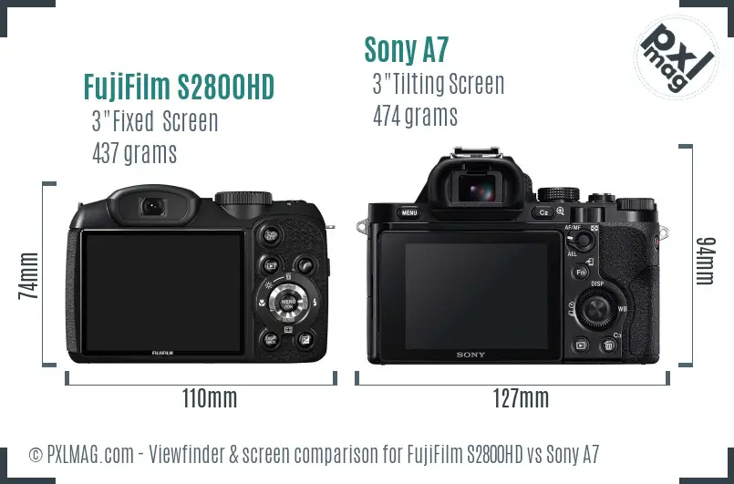 FujiFilm S2800HD vs Sony A7 Screen and Viewfinder comparison
