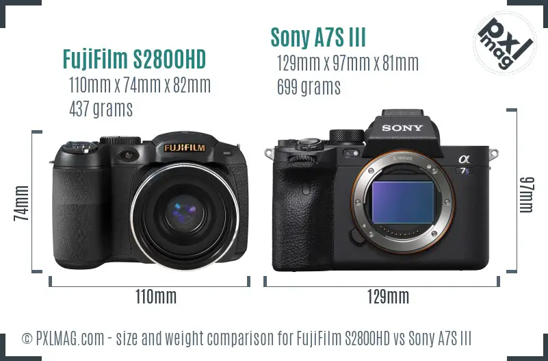 FujiFilm S2800HD vs Sony A7S III size comparison FujiFilm S2800HD vs Sony A7S III size comparison