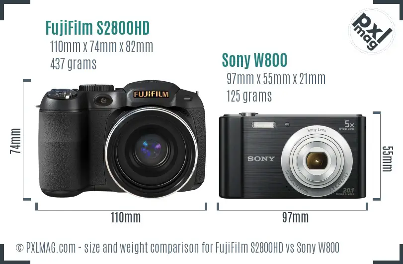 FujiFilm S2800HD vs Sony W800 size comparison FujiFilm S2800HD vs Sony W800 size comparison