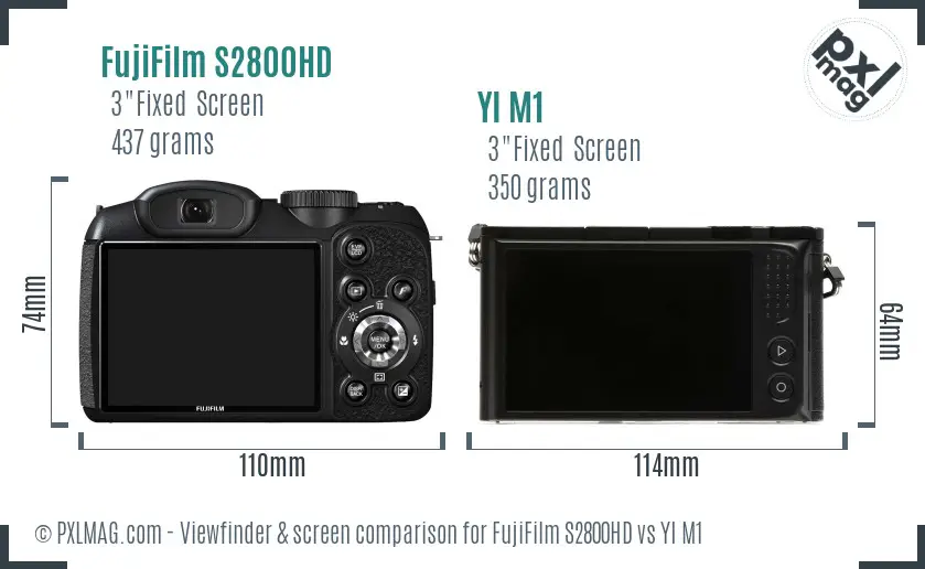 FujiFilm S2800HD vs YI M1 Screen and Viewfinder comparison