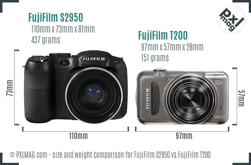 FujiFilm S2950 vs FujiFilm T200 size comparison FujiFilm S2950 vs FujiFilm T200 size comparison