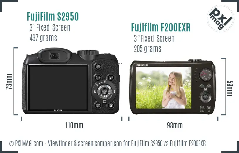 FujiFilm S2950 vs Fujifilm F200EXR Screen and Viewfinder comparison FujiFilm S2950 vs Fujifilm F200EXR Screen and Viewfinder comparison