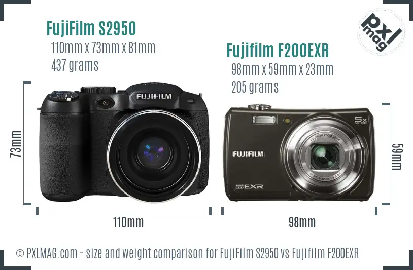 FujiFilm S2950 vs Fujifilm F200EXR size comparison FujiFilm S2950 vs Fujifilm F200EXR size comparison