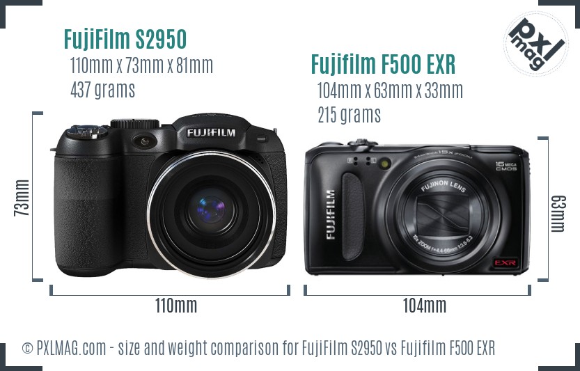 FujiFilm S2950 vs Fujifilm F500 EXR size comparison FujiFilm S2950 vs Fujifilm F500 EXR size comparison