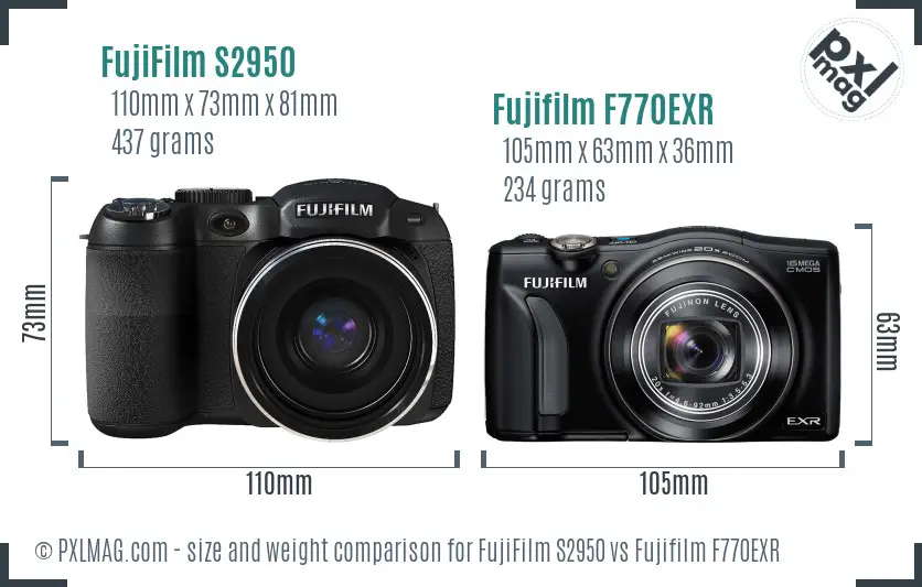 FujiFilm S2950 vs Fujifilm F770EXR size comparison