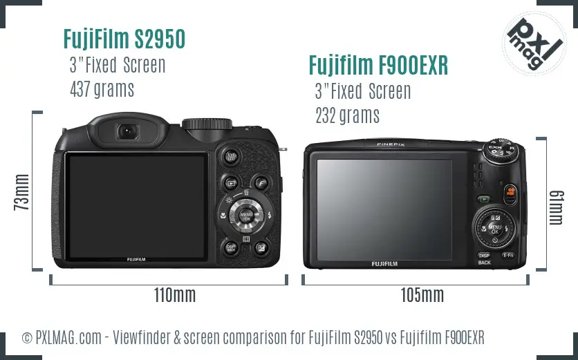 FujiFilm S2950 vs Fujifilm F900EXR Screen and Viewfinder comparison FujiFilm S2950 vs Fujifilm F900EXR Screen and Viewfinder comparison