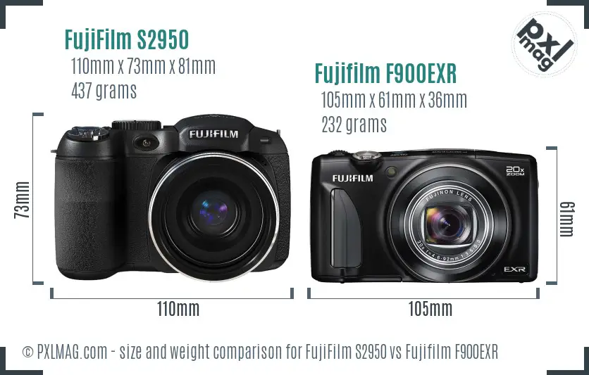 FujiFilm S2950 vs Fujifilm F900EXR size comparison FujiFilm S2950 vs Fujifilm F900EXR size comparison