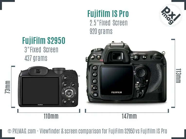 FujiFilm S2950 vs Fujifilm IS Pro Screen and Viewfinder comparison