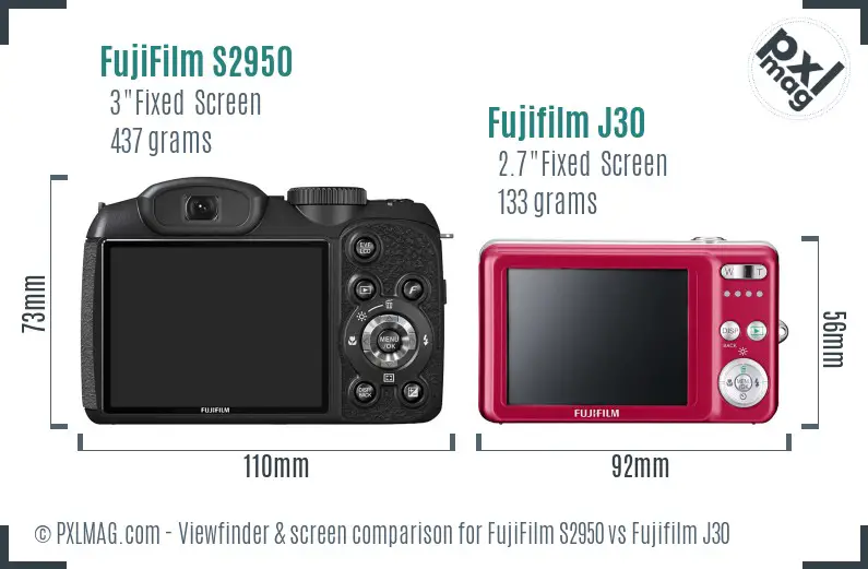 FujiFilm S2950 vs Fujifilm J30 Screen and Viewfinder comparison FujiFilm S2950 vs Fujifilm J30 Screen and Viewfinder comparison