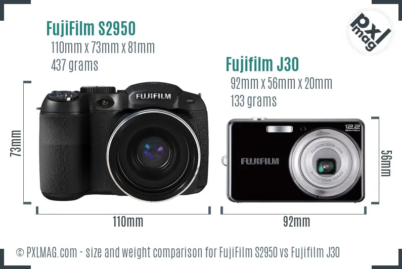 FujiFilm S2950 vs Fujifilm J30 size comparison FujiFilm S2950 vs Fujifilm J30 size comparison