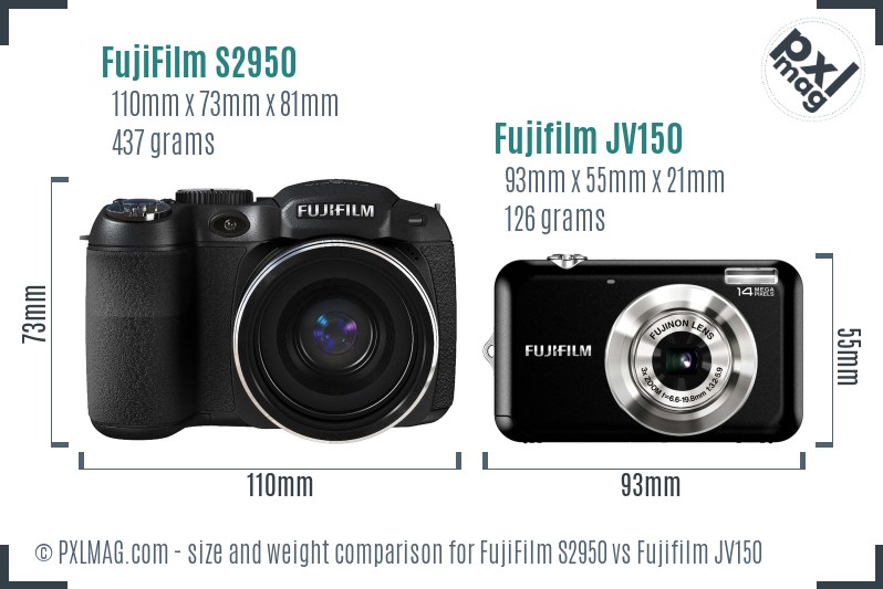 FujiFilm S2950 vs Fujifilm JV150 size comparison FujiFilm S2950 vs Fujifilm JV150 size comparison