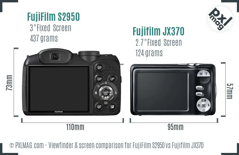 FujiFilm S2950 vs Fujifilm JX370 Screen and Viewfinder comparison
