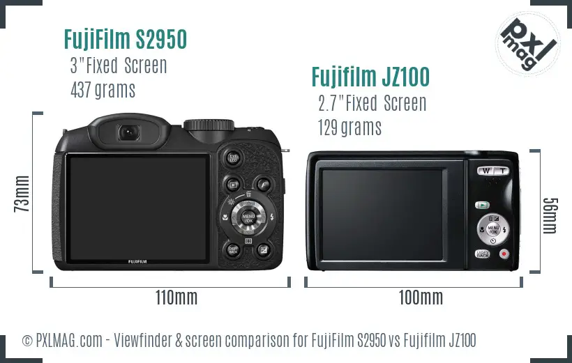 FujiFilm S2950 vs Fujifilm JZ100 Screen and Viewfinder comparison FujiFilm S2950 vs Fujifilm JZ100 Screen and Viewfinder comparison