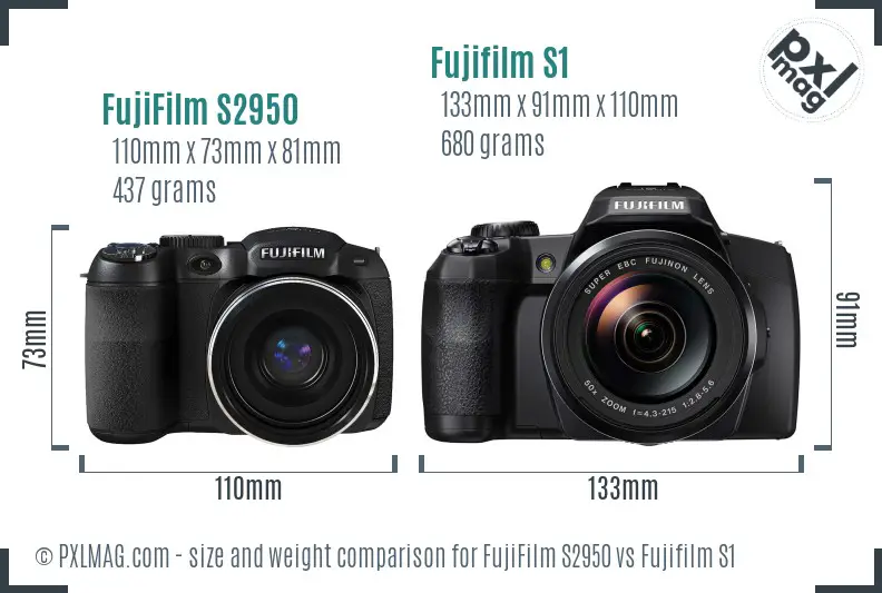 FujiFilm S2950 vs Fujifilm S1 size comparison