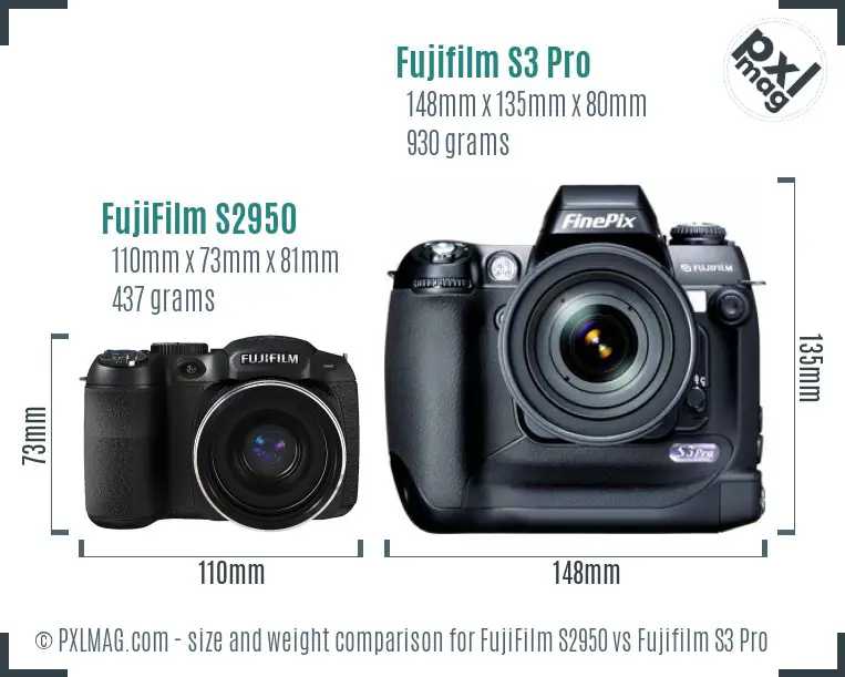 FujiFilm S2950 vs Fujifilm S3 Pro size comparison