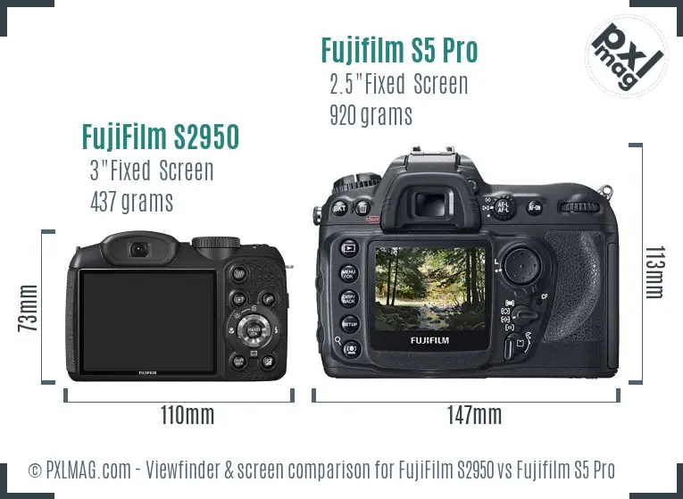 FujiFilm S2950 vs Fujifilm S5 Pro Screen and Viewfinder comparison FujiFilm S2950 vs Fujifilm S5 Pro Screen and Viewfinder comparison