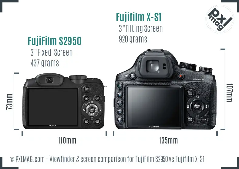 FujiFilm S2950 vs Fujifilm X-S1 Screen and Viewfinder comparison