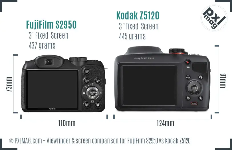 FujiFilm S2950 vs Kodak Z5120 Screen and Viewfinder comparison FujiFilm S2950 vs Kodak Z5120 Screen and Viewfinder comparison