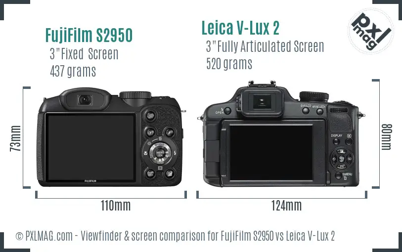 FujiFilm S2950 vs Leica V-Lux 2 Screen and Viewfinder comparison