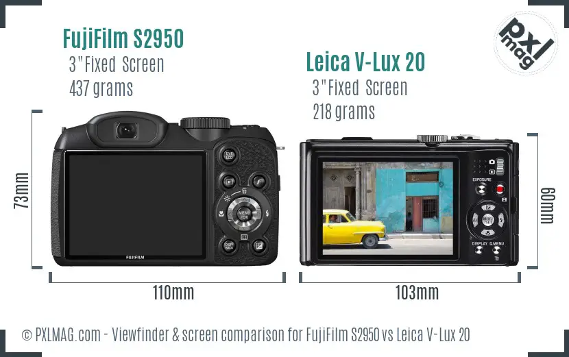 FujiFilm S2950 vs Leica V-Lux 20 Screen and Viewfinder comparison